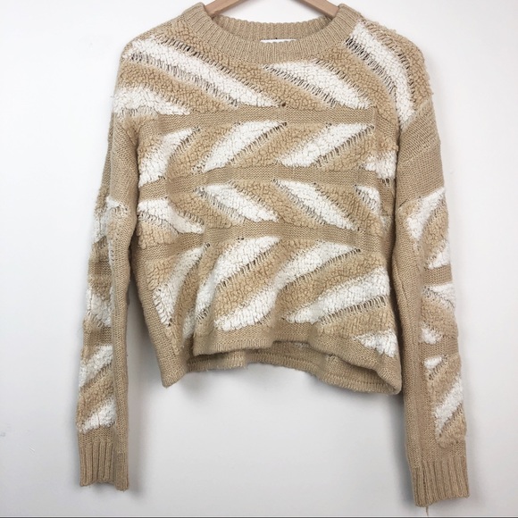 John Jenn Textured Geometric Crop Crewneck Sweater - Picture 3 of 8